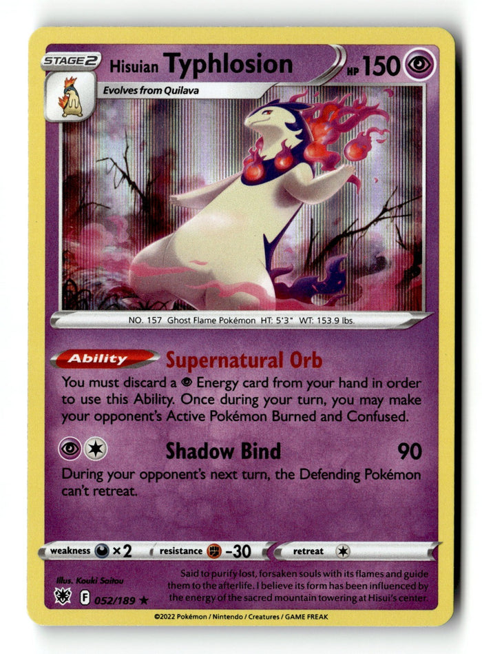 Pokemon Card Hisuian Typhlosion Holo LP SWSH10: Astral Radiance 052/189