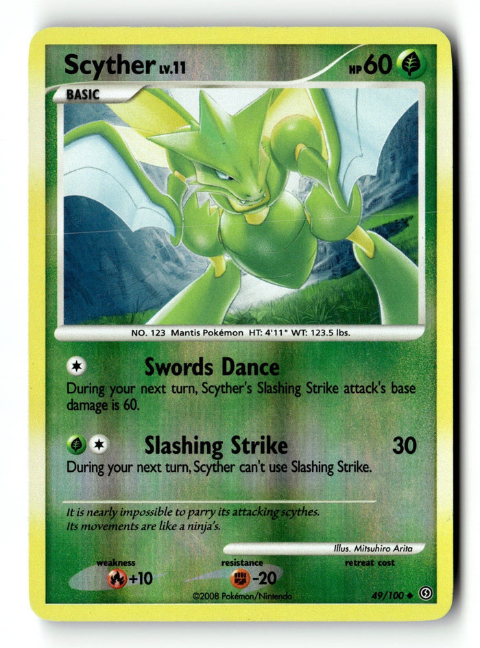 Pokemon Card Scyther Reverse Holo LP Stormfront 49/100