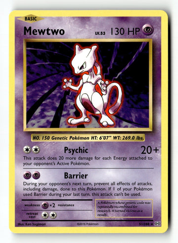 Pokemon Card Mewtwo LP XY - Evolutions 51/108