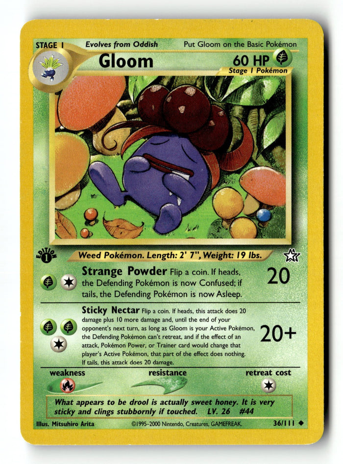 Pokemon Card Gloom 1st Edition LP Neo Genesis 036/111