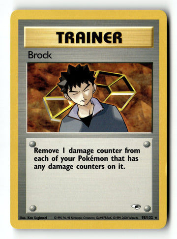 Pokemon Card Brock (98) Unlimited LP Gym Heroes 098/132