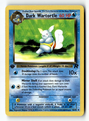 Pokemon Card Dark Wartortle 1st Edition LP Team Rocket 46/82