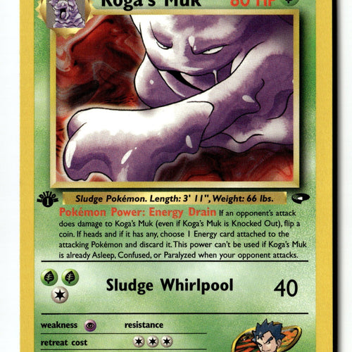 Pokemon Card Koga's Muk 1st Edition LP Gym Challenge 26/132