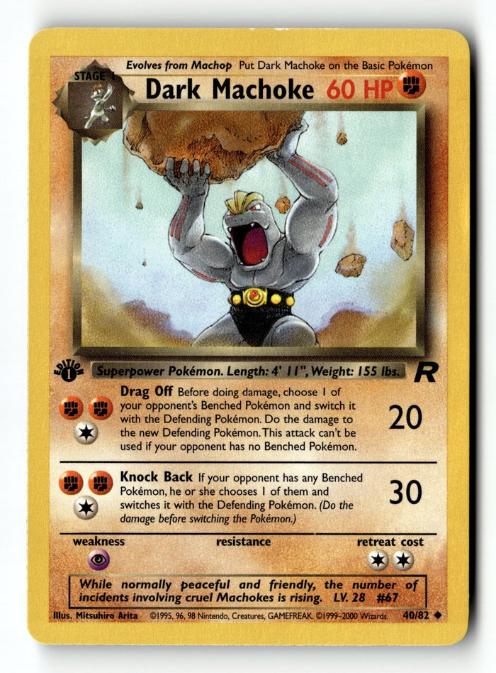 Pokemon Card Dark Machoke 1st Edition LP Team Rocket 40/82