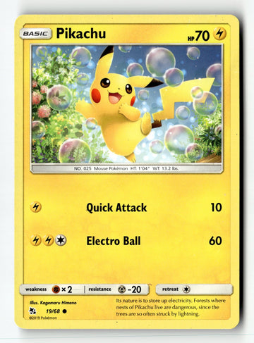 Pokemon Card Pikachu LP Hidden Fates 19/68