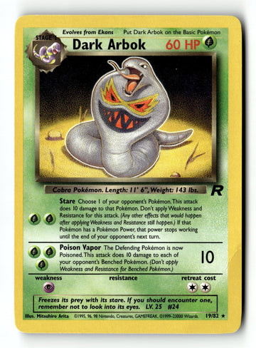 Pokemon Card Dark Arbok (19) Unlimited LP Team Rocket 19/82