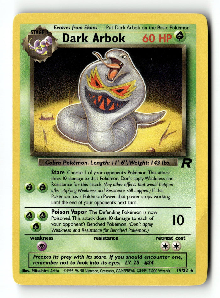 Pokemon Card Dark Arbok (19) Unlimited LP Team Rocket 19/82