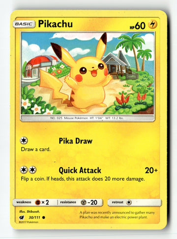 Pokemon Card Pikachu LP SM - Crimson Invasion 30/111