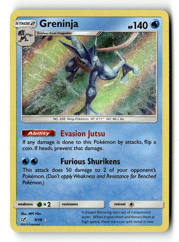 Pokemon Card Greninja Holo LP Detective Pikachu 9/18