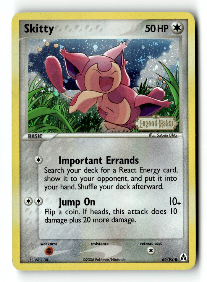 Pokemon Card Skitty Reverse Holo LP Legend Maker 64/92 (1)
