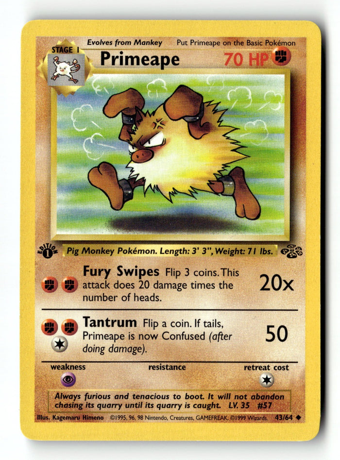 Pokemon Card Primeape 1st Edition LP Jungle 43/64