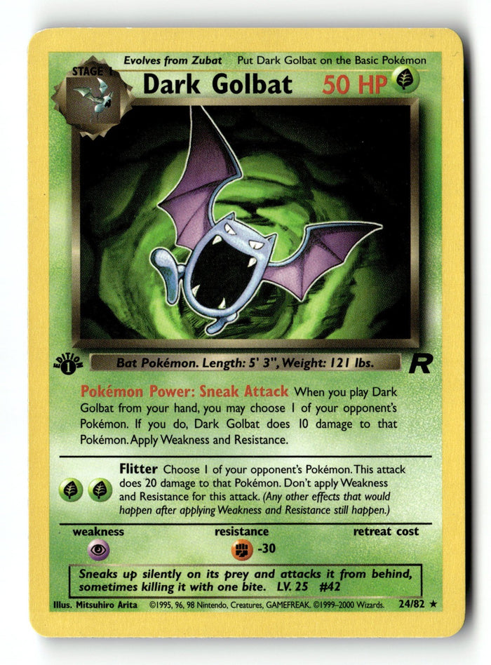 Pokemon Card Dark Golbat (24) 1st Edition LP Team Rocket 24/82