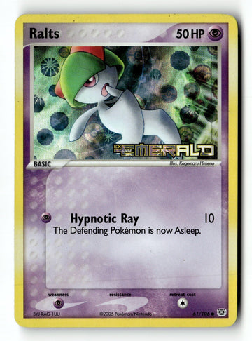 Pokemon Card Ralts Reverse Holo LP Emerald 61/106