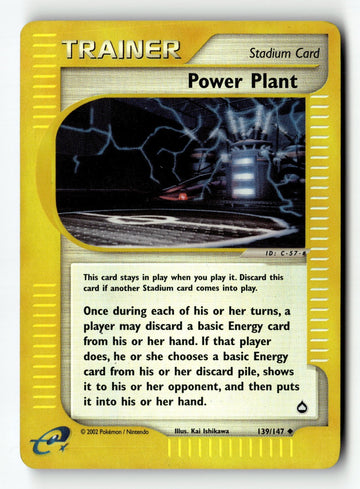 Pokemon Card Power Plant Reverse Holo LP Aquapolis 139/147