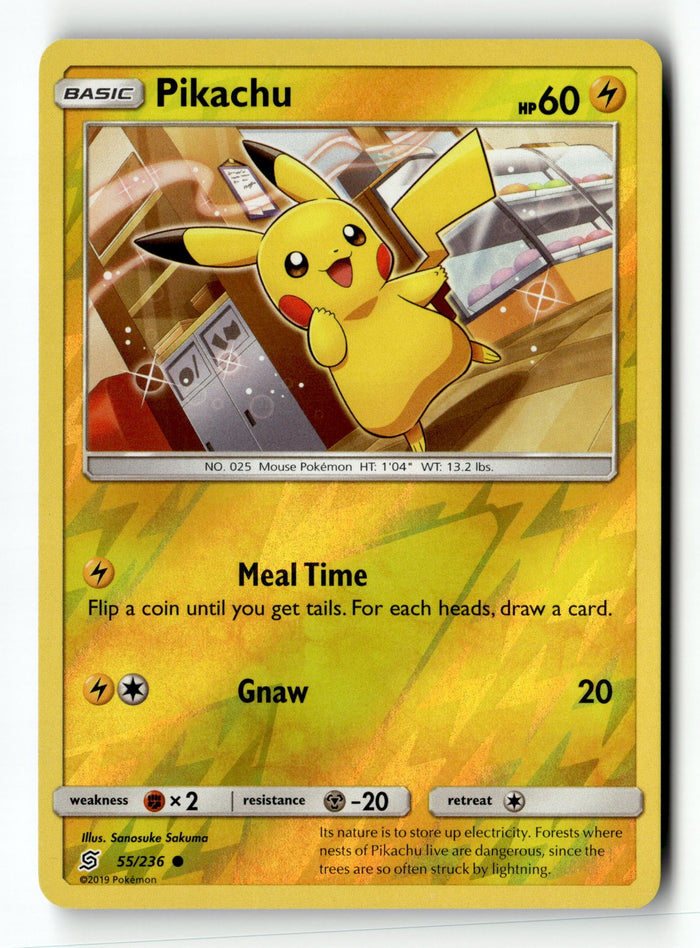 Pokemon Card Pikachu (55) Reverse Holo LP SM - Unified Minds 55/236