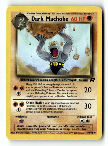 Pokemon Card Dark Machoke Unlimited LP Team Rocket 40/82