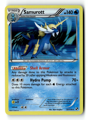Pokemon Card Samurott (32) Holo LP Black and White 32/114