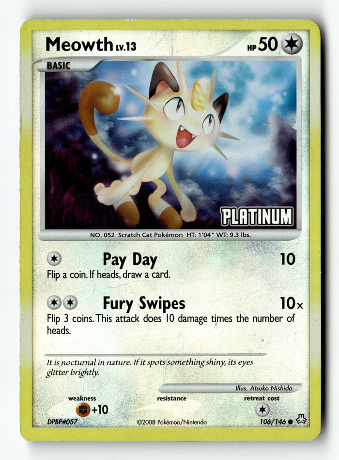 Pokemon Card Meowth Reverse Holo LP Legends Awakened 106/146