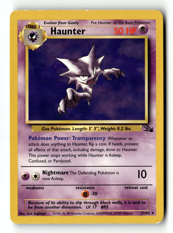 Pokemon Card Haunter (21) Unlimited LP Fossil 21/62