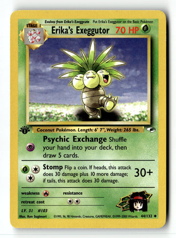 Pokemon Card Erika's Exeggutor 1st Edition LP Gym Heroes 044/132