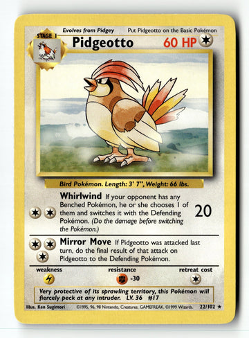 Pokemon Card Pidgeotto LP Base Set 22/102