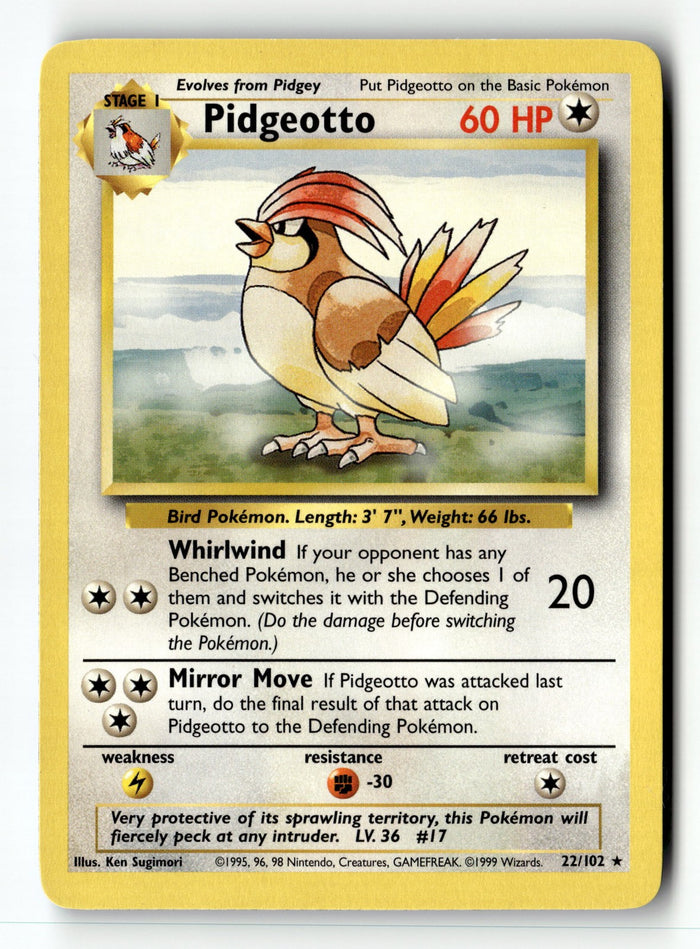 Pokemon Card Pidgeotto LP Base Set 22/102