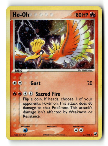 Pokemon Card Ho-Oh LP Unseen Forces Holo Rare 27/115