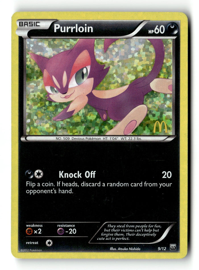 Pokemon Card Purrloin - 9/12 Holo LP McDonald's Promos 2012 009/012