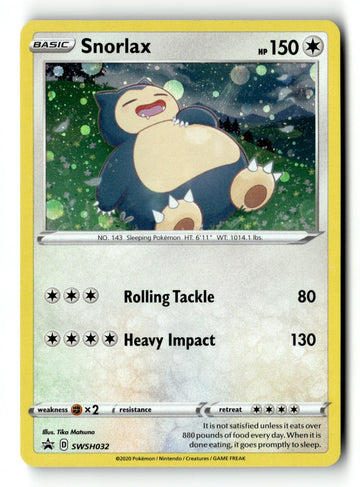 Pokemon Card Snorlax - Holo LP SWSH: Sword & Shield Promo Cards SWSH032