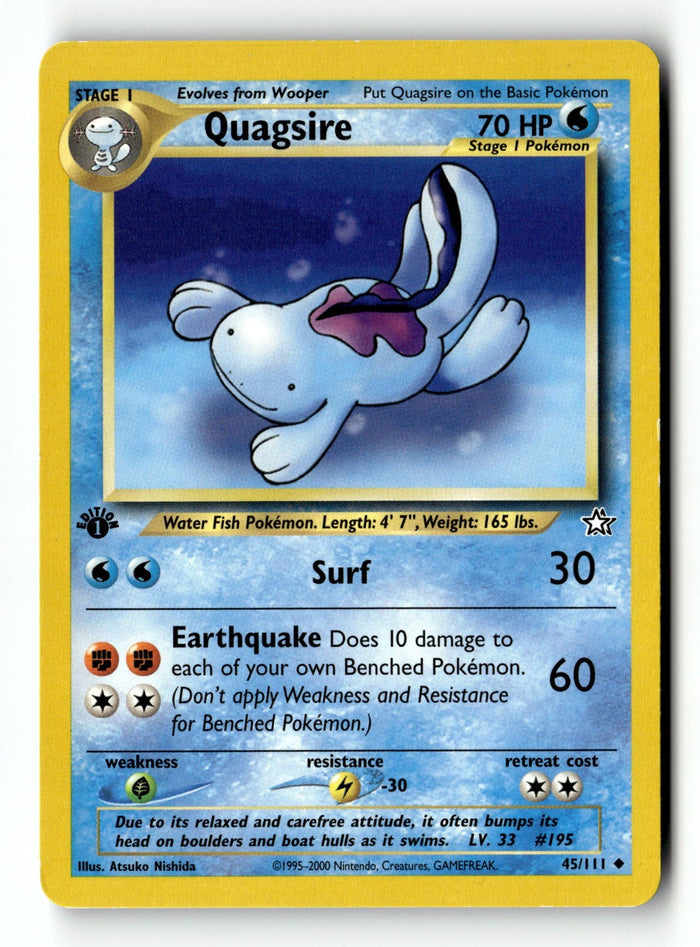Pokemon Card Quagsire 1st Edition LP Neo Genesis 045/111