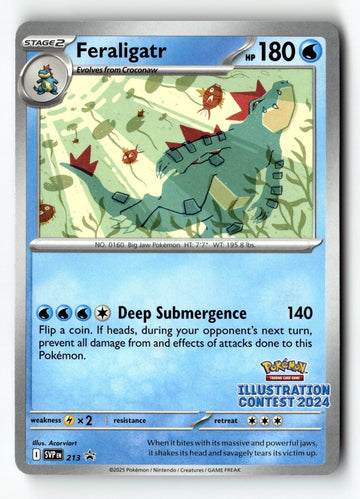 Pokemon Card Feraligatr - (Illustration Contest 2024 Promo Cards 213