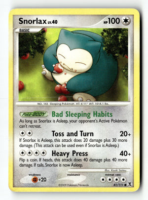 Pokemon Card Snorlax (81) LP Rising Rivals 81/111