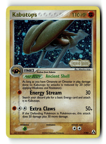 Pokemon Card Kabutops Reverse Holo LP Legend Maker 7/92
