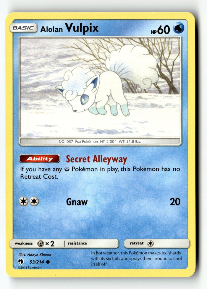 Pokemon Card Alolan Vulpix LP SM - Lost Thunder 53/214