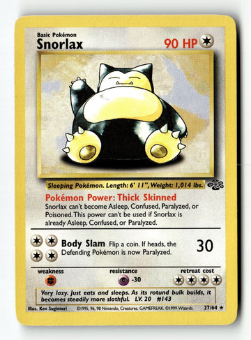 Pokemon Card Snorlax (27) Unlimited LP Jungle 27/64