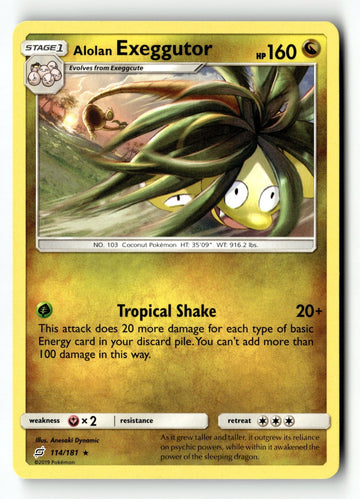 Pokemon Card Alolan Exeggutor (114) LP SM - Team Up 114/181