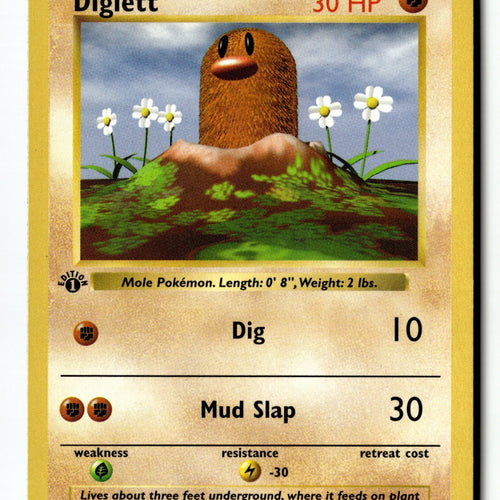 Pokemon Card Diglett 1st Edition LP Base Set (Shadowless) 047/102