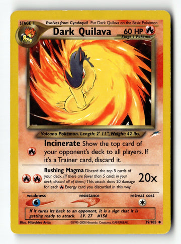 Pokemon Card Dark Quilava Unlimited LP Neo Destiny 039/105