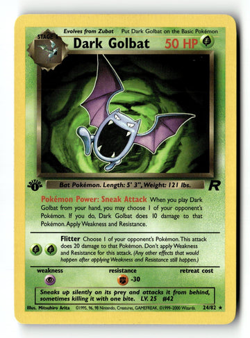 Pokemon Card Dark Golbat (24) 1st Edition LP Team Rocket 24/82