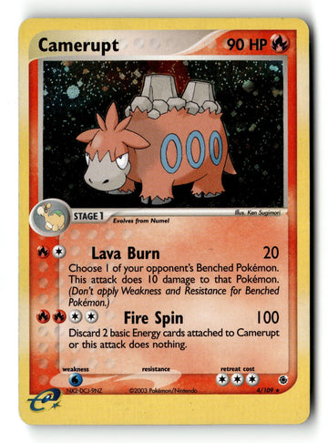 Pokemon Card Camerupt Holo LP Ruby and Sapphire 4/109