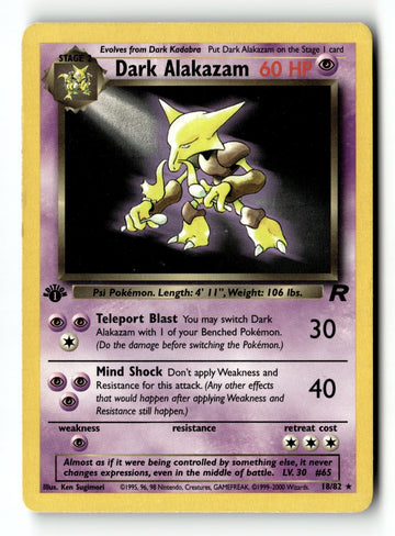 Pokemon Card Dark Alakazam (18) 1st Edition LP Team Rocket 18/82
