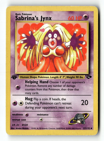 Pokemon Card Sabrina's Jynx 1st Edition LP Gym Challenge 057/132