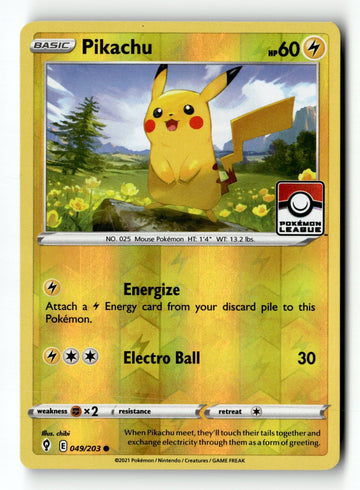 Pokemon Card Pikachu - Pokemon League Reverse Holo LP 049/203