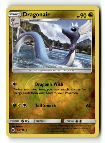 Pokemon Card Dragonair Reverse Holo LP SM Base Set 95/149