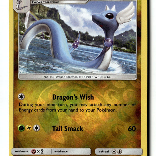Pokemon Card Dragonair Reverse Holo LP SM Base Set 95/149