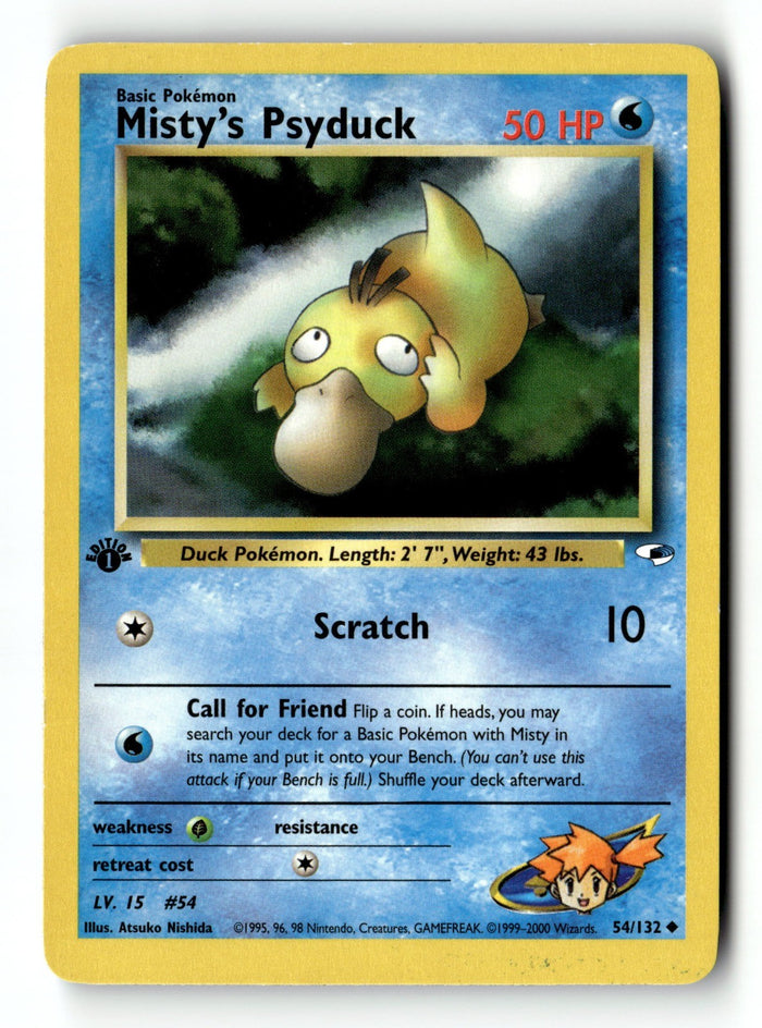 Pokemon Card Misty's Psyduck 1st Edition LP Gym Heroes 054/132
