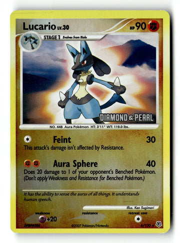 Pokemon Card Lucario Burger King Reverse Holo LP Diamond and Pearl 6/130