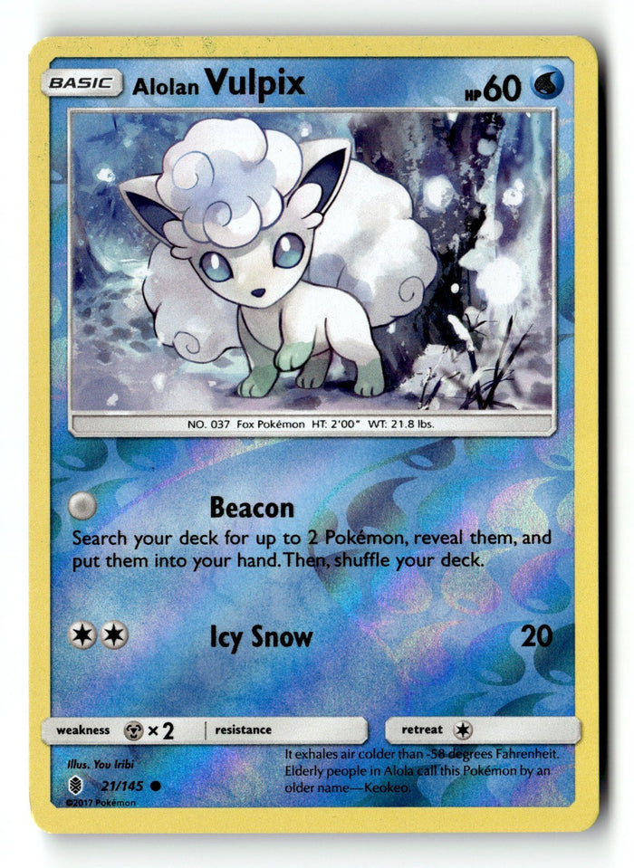 Pokemon Card Alolan Vulpix Reverse Holo LP SM - Guardians Rising 21/145