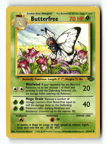 Pokemon Card Butterfree Unlimited LP Jungle 33/64