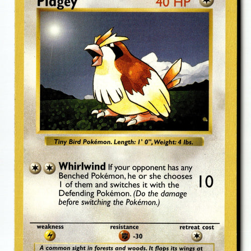Pokemon Card Pidgey Unlimited LP Base Set (Shadowless) 057/102